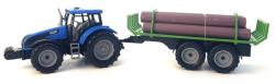 Traktor na setrvačník set s přívěsem s kládami dřeva 3 barvy plast