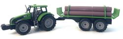 Traktor na setrvačník set s přívěsem s kládami dřeva 3 barvy plast