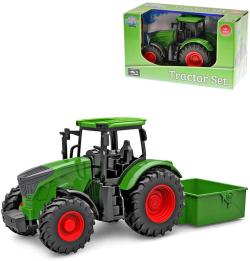 Traktor zelený 28cm set se sklápěčkou volný chod plast v krabici Traktor zelený 28cm set se sklápěčkou volný chod plast v krabici