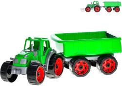 Traktor farebný set so sklápacím prívesom 54cm 2 farby plast v sietke