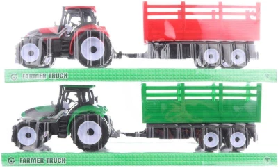 Traktor zemědělský set s vlečkou 38cm 2 barvy plast blister Traktor zemědělský set s vlečkou 38cm 2 barvy plast blister