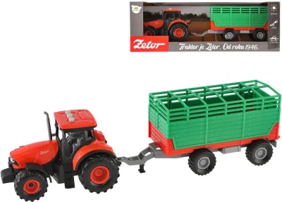 Traktor Zetor červený set s vlekem na setrvačník na baterie Světlo Zvuk Traktor Zetor červený set s vlekem na setrvačník na baterie Světlo Zvuk