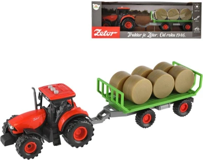 Traktor Zetor set s vlekem a balíky na setrvačník na baterie Světlo Zvuk Traktor Zetor set s vlekem a balíky na setrvačník na baterie Světlo Zvuk