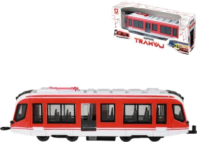 Tramvaj červená kovová MHD Městská hromadná doprava zpětný chod Tramvaj červená kovová MHD Městská hromadná doprava zpětný chod