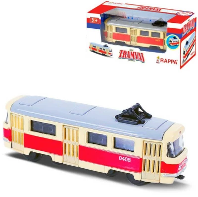 Tramvaj kovová mini 8,5cm retro volný chod český design v krabičce Tramvaj kovová mini 8,5cm retro volný chod český design v krabičce