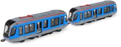 Tramvaj modrá kovová MHD Městská hromadná doprava zpětný chod