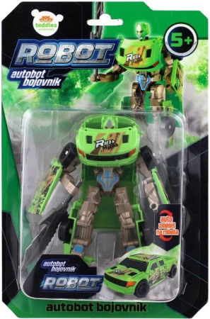 Transformer auto/robot 14cm transrobot bojový Zelený s premenou 2v1