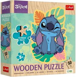 TREFL DŘEVO Puzzle obrysové Disney Lilo Stitch 20x26cm 50 dílků