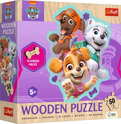 TREFL DŘEVO Puzzle obrysové Tlapková Patrola Veselá štěňata 20x26cm 50 dílků TREFL DŘEVO Puzzle obrysové Tlapková Patrola Veselá štěňata 20x26cm 50 dílků
