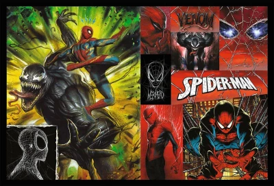 Trefl PUZZLE 2v1 Spiderman Ve dne v noci 41x28cm skládačka 400 dílků