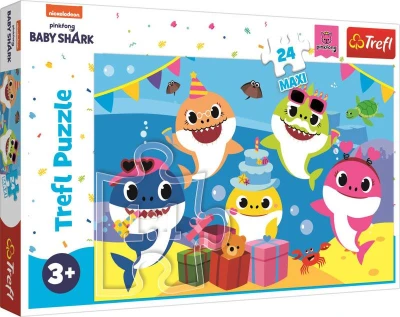 Trefl PUZZLE Baby Shark Oslava 60x40cm skládačka 24 dílků Maxi Trefl PUZZLE Baby Shark Oslava 60x40cm skládačka 24 dílků Maxi