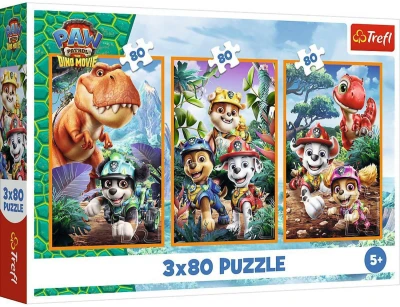 Trefl PUZZLE Dinosauří hrdinové Tlapková Patrola 18x28cm 3x80 dílků 3v1