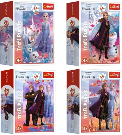 Trefl PUZZLE Frozen 2 (Ledové Království) mini 20x13cm 54 dílků 4 druhy Trefl PUZZLE Frozen 2 (Ledové Království) mini 20x13cm 54 dílků 4 druhy