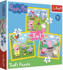 Trefl PUZZLE Peppa Pig: Šťastný den prasátka 20x20cm skládačka 3v1