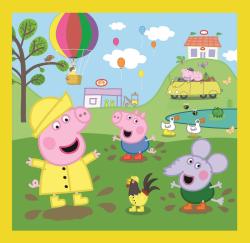 Trefl PUZZLE Peppa Pig: Šťastný den prasátka 20x20cm skládačka 3v1