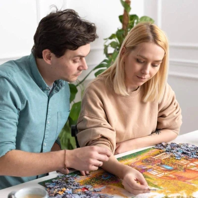 Trefl PUZZLE PREMIUM Čas na čaj Dřevěná chata 68x48cm 1000 dílků