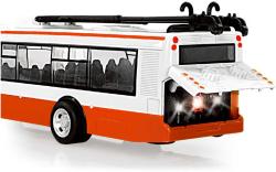 Trolejbus MHD 28cm česky hlásí zastávky funkční dveře na baterie Světlo Zvuk CZ