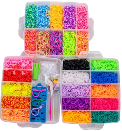 UDĚLEJ SI NÁRAMEK Gumičky LOOM BANDS 10000ks s doplňky mix barev