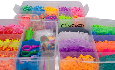 UDĚLEJ SI NÁRAMEK Gumičky LOOM BANDS 10000ks s doplňky mix barev