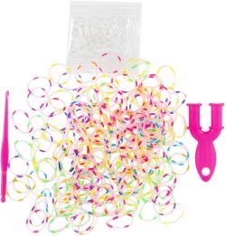 UDĚLEJ SI NÁRAMEK Gumičky LOOM BANDS 200ks set s doplňky strakaté