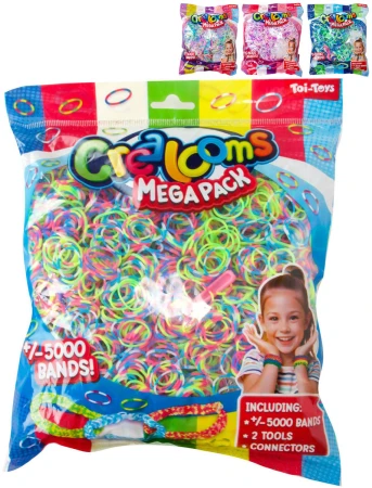 UDĚLEJ SI NÁRAMEK Gumičky LOOM BANDS 5000ks set s nástroji 4 barvy