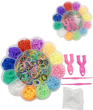 UDĚLEJ SI NÁRAMEK Gumičky LOOM BANDS 900ks set s doplňky květina UDĚLEJ SI NÁRAMEK Gumičky LOOM BANDS 900ks set s doplňky květina