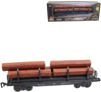 Vagón nákladní klanicový 25cm set s nákladem dřeva doplněk k vláčkodráze Vagón nákladní klanicový 25cm set s nákladem dřeva doplněk k vláčkodráze