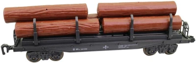 Vagón nákladní klanicový 25cm set s nákladem dřeva doplněk k vláčkodráze