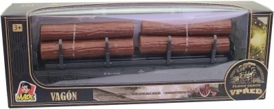 Vagón nákladní klanicový 25cm set s nákladem dřeva doplněk k vláčkodráze