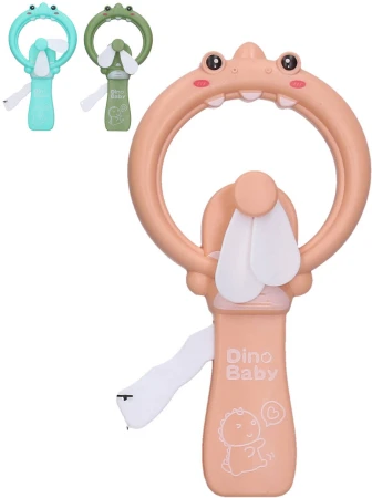 Větráček do ruky dino manuální dětský větrák zvířátko 3 barvy
