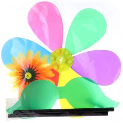 Větrník barevný květina 23x52cm plastová tyčka v sáčku