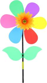Větrník barevný květina 23x52cm plastová tyčka v sáčku