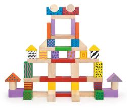 Viga DŘEVO Baby kostky stavebnice 100ks v kyblíku (dřevěná hračka)