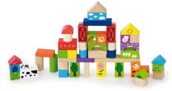 Viga DŘEVO Baby stavebnice Farma kostky 50ks v kyblíku (dřevěná hračka)