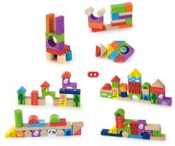Viga DŘEVO Baby stavebnice Farma kostky 50ks v kyblíku (dřevěná hračka)
