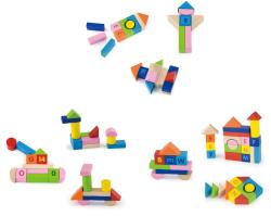 Viga DŘEVO Baby stavebnice kostky 100ks písmena a čísla v kyblíku