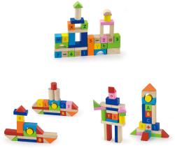 Viga DŘEVO Baby stavebnice kostky 100ks písmena a čísla v kyblíku