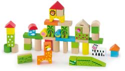 Viga DŘEVO Baby stavebnice ZOO kostky 50ks v kyblíku (dřevěná hračka)