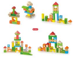 Viga DŘEVO Baby stavebnice ZOO kostky 50ks v kyblíku (dřevěná hračka)