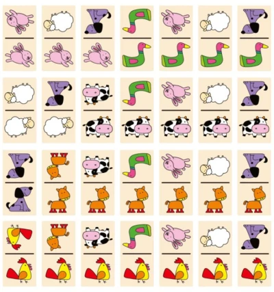 Viga DŘEVO Hra domino domácí zvířátka (společenská hra)