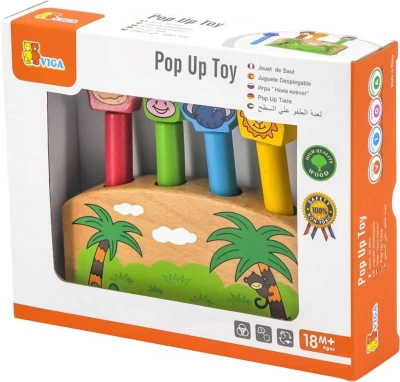Viga DŘEVO Hra Pop Up vyskakovací zvířátka (dřevěná hračka)