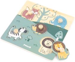 Viga DŘEVO PolarB Baby puzzle vkládací Zvířátka na desce s úchyty 5 dílků
