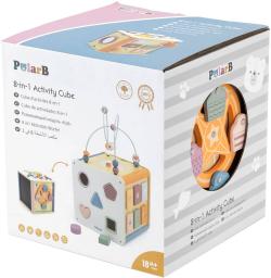 Viga DŘEVO PolarB Box s aktivitami xylofon / vkládačka / provlékací labyrint 8v1