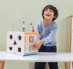 Viga DŘEVO PolarB Box s aktivitami xylofon / vkládačka / provlékací labyrint 8v1