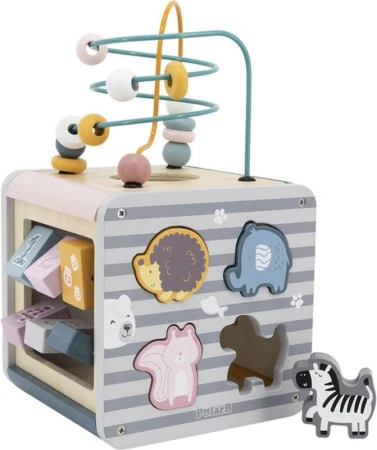 Viga DŘEVO PolarB Box s baby aktivitami s labyrintem 5v1 (dřevěná hračka)