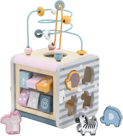 Viga DŘEVO PolarB Box s baby aktivitami s labyrintem 5v1 (dřevěná hračka)