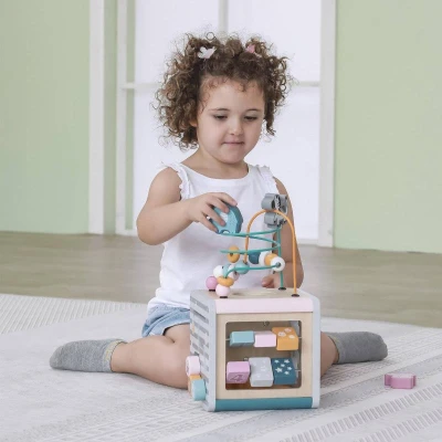 Viga DŘEVO PolarB Box s baby aktivitami s labyrintem 5v1 (dřevěná hračka)