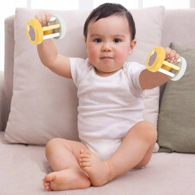 Viga DŘEVO PolarB Chrastítko baby s rolničkou 3 druhy (dřevěná hračka)