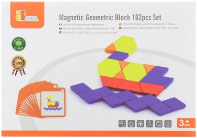 Viga DŘEVO Tangramy magnetické tvary 102 dílků puzzle skládačka Viga DŘEVO Tangramy magnetické tvary 102 dílků puzzle skládačka
