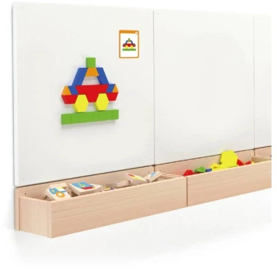 Viga DŘEVO Tangramy magnetické tvary 102 dílků puzzle skládačka